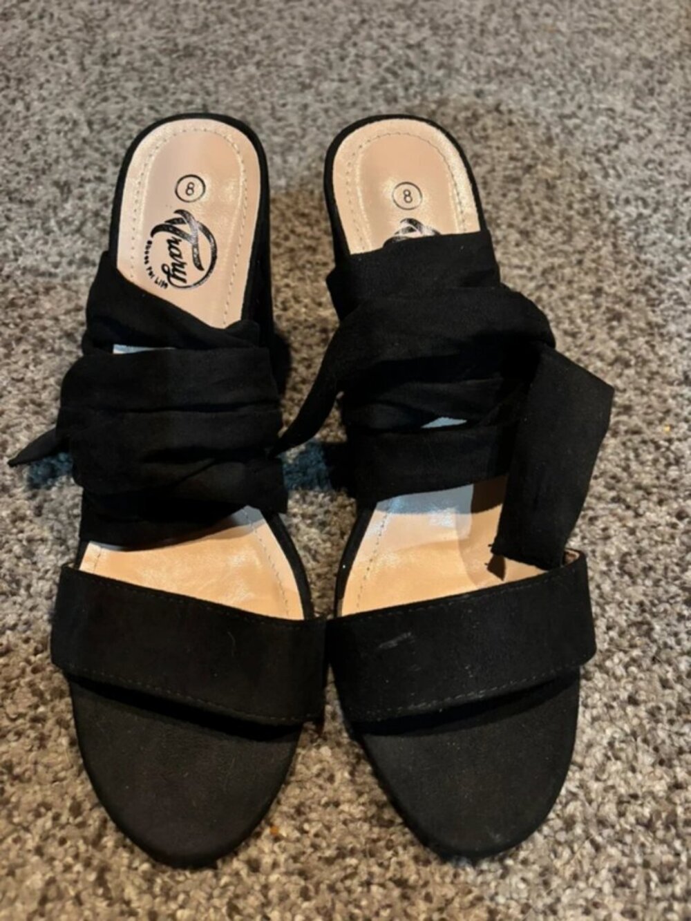 Black wrap around heels